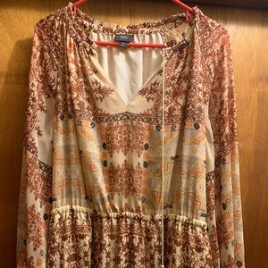 Long sleeve paisley maxi dress